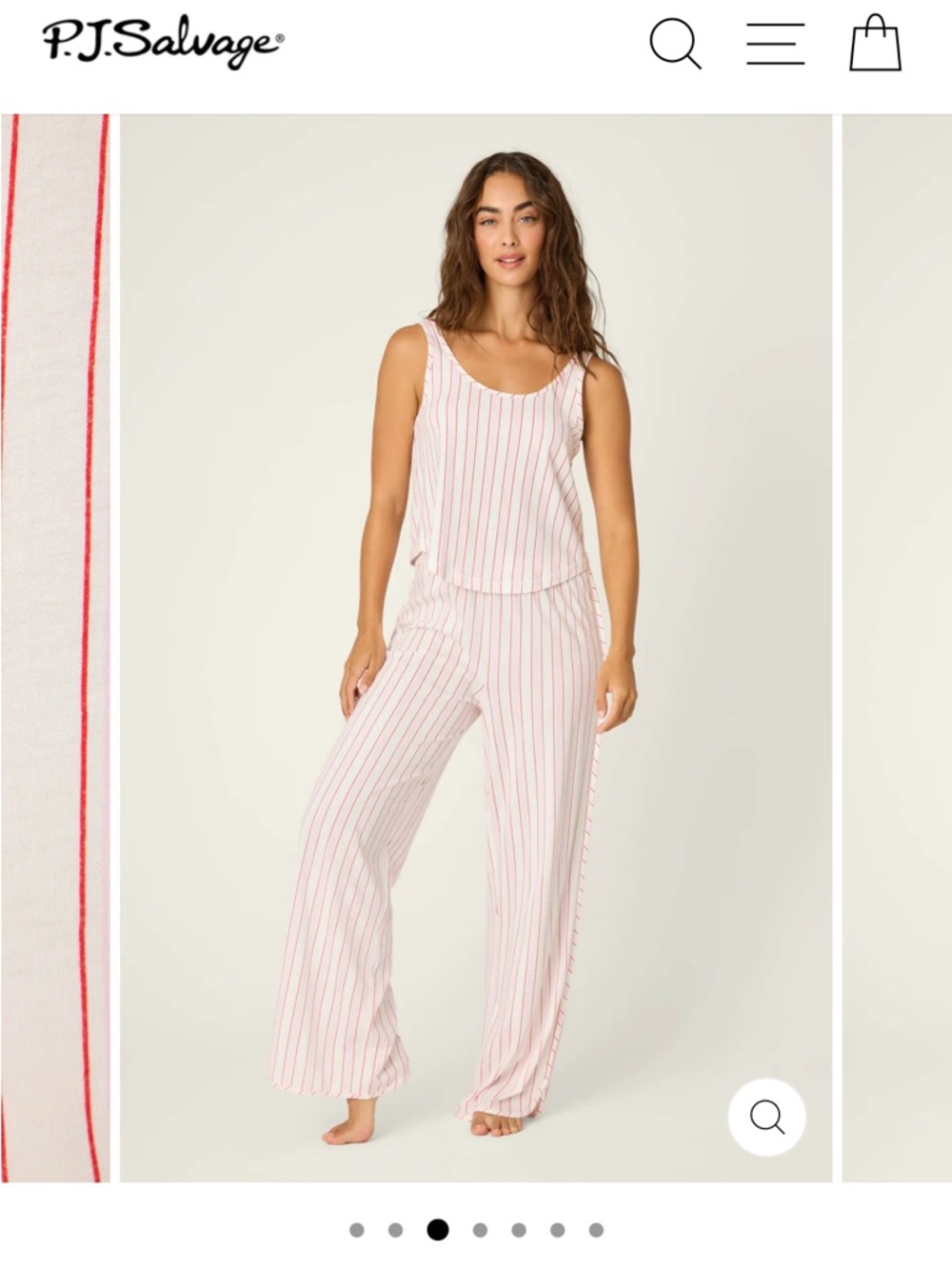 P.J. Salvage Cream and Pink Striped Lounge Tank with Wide-Leg Pants